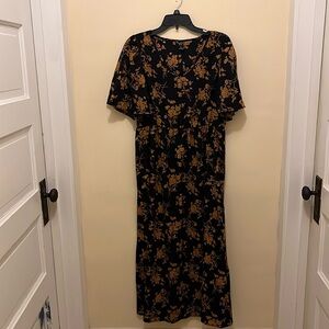 Emery Rose dress, women’s size XL, black with brown flowers